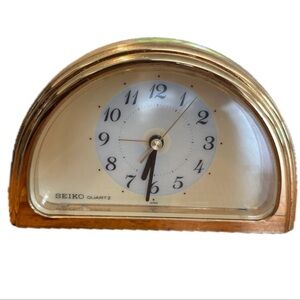 Vintage Seiko Quartz Gold Tone Alarm Clock